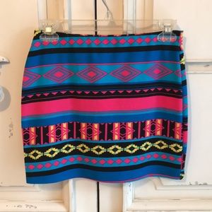 Tribal print mini skirt